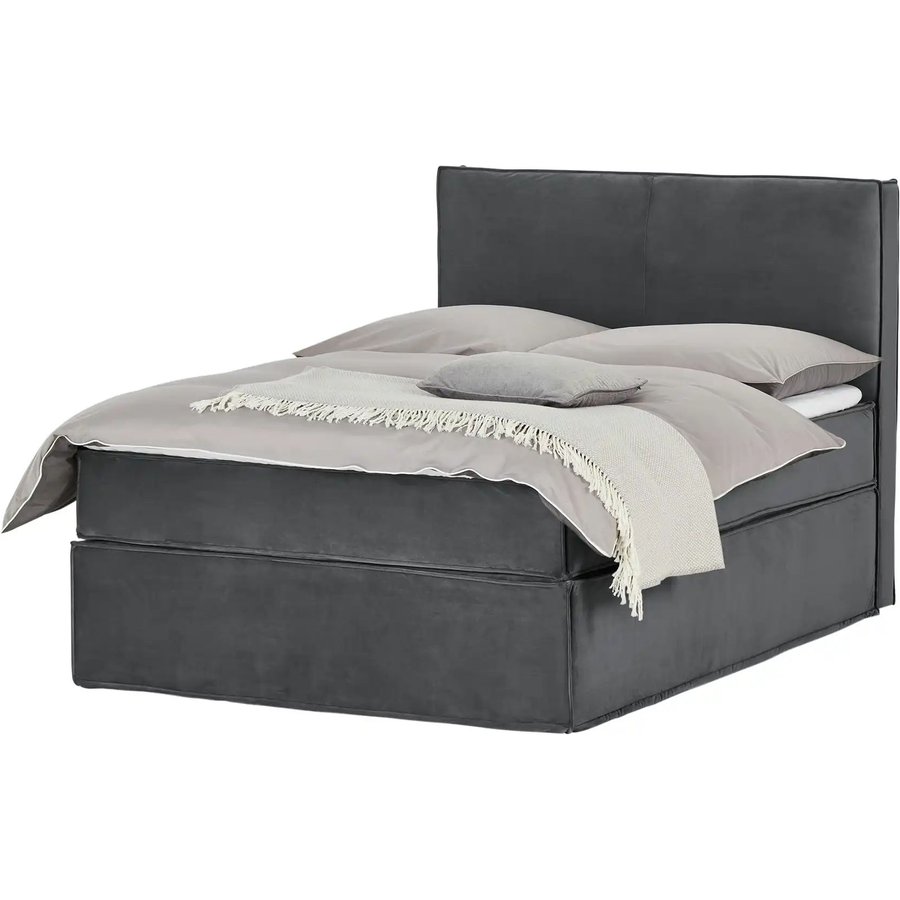 Boxi Boxspringbett 140 x 200 cm mit trendigem Keder Boxi Urban, grau