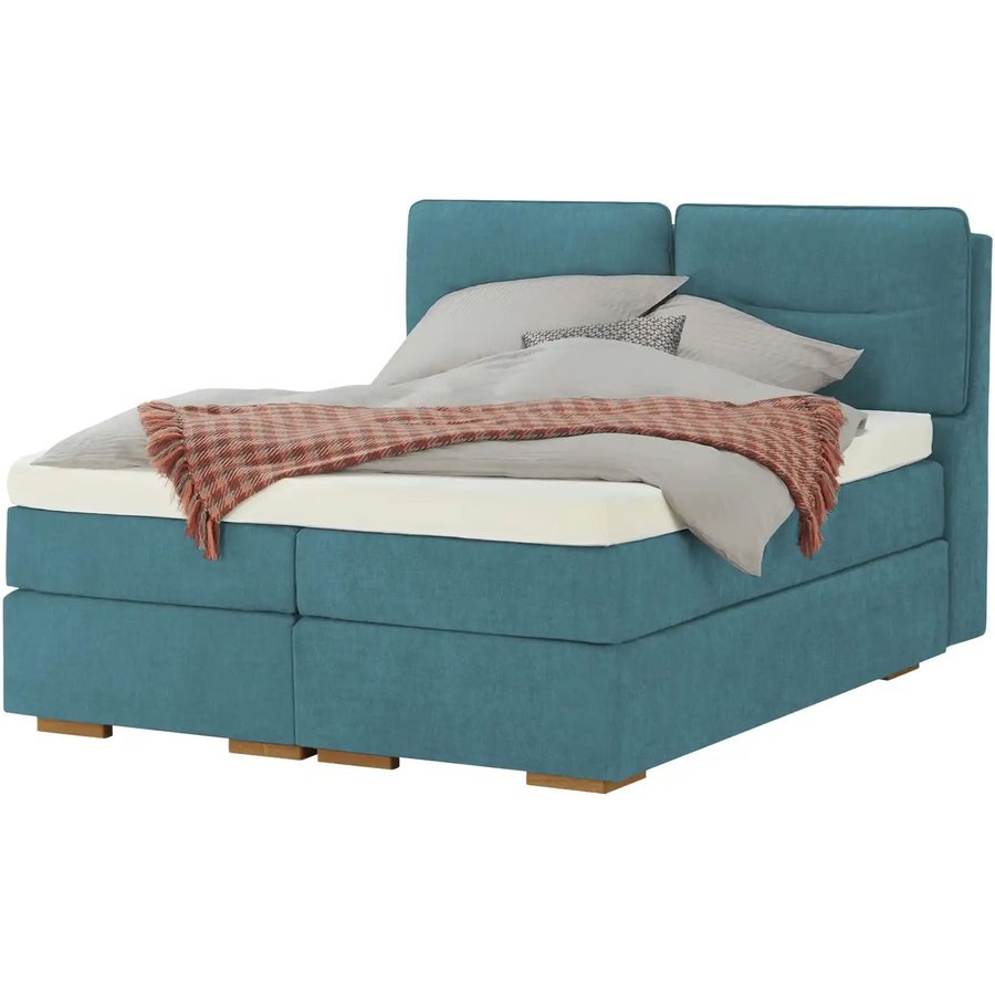 Wohnwert Boxspringbett mit Bettkasten Dormian Besta, türkis/petrol