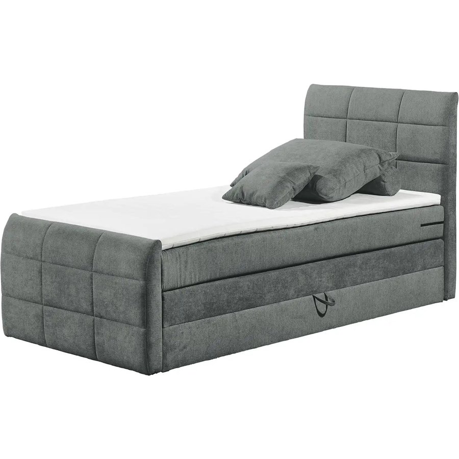 uno Boxspringbett mit Bettkasten Kosmo, grau