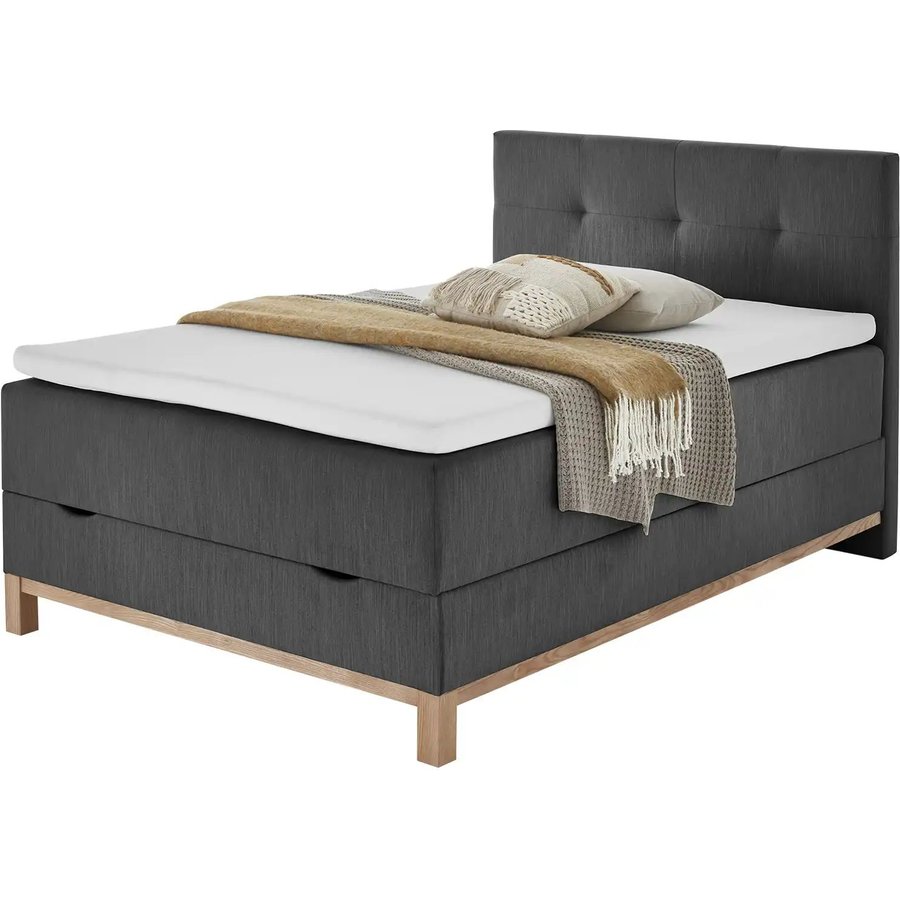 Höffner Home Boxspringbett mit Bettkasten Catania, grau