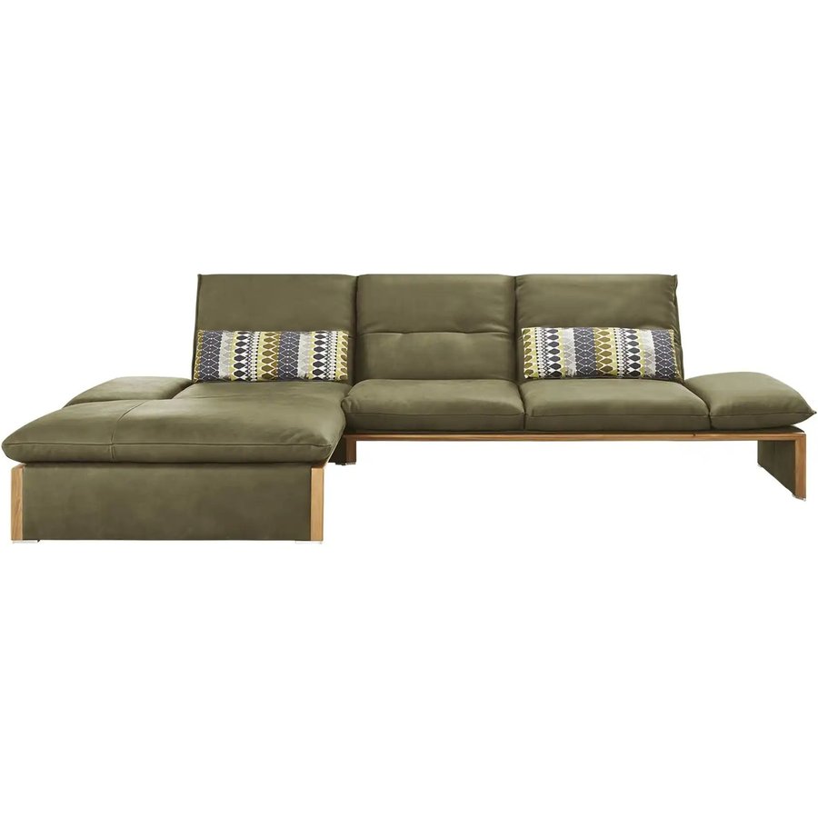 KOINOR Leder-Ecksofa mit Massivholzrahmen aus Wildeiche Humfrey, grün