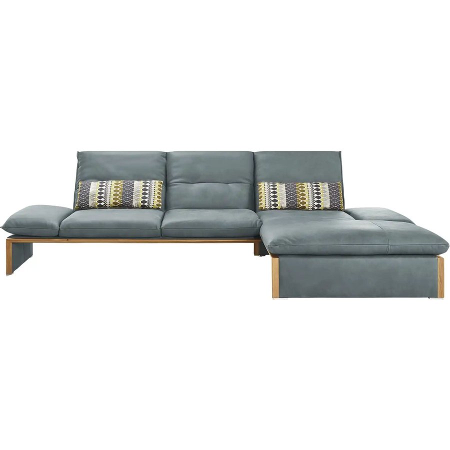 KOINOR Leder-Ecksofa mit Massivholzrahmen aus Wildeiche Humfrey, blau