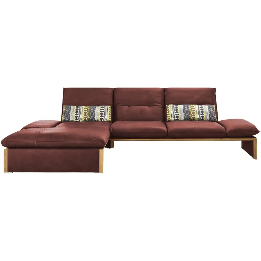 KOINOR Leder-Ecksofa mit Massivholzrahmen aus Wildeiche Humfrey, rot
