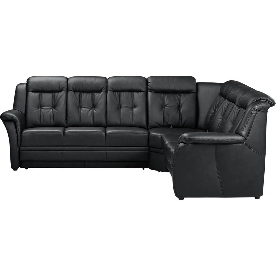 Polstermöbel Oelsa Komfort-Ecksofa aus Leder Andorra, schwarz