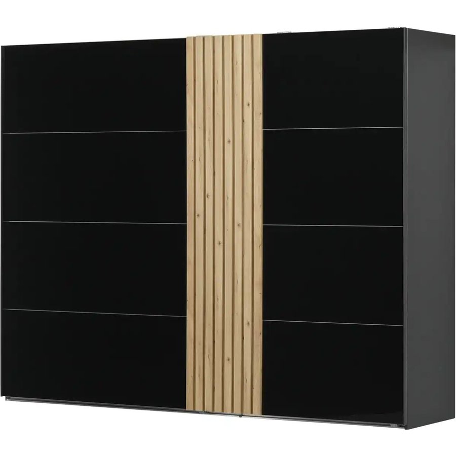Primo Schwebetürenschrank zweitürig, schwarz