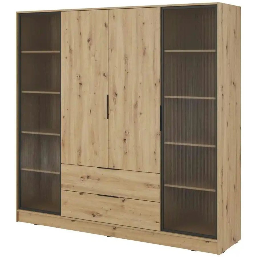 Drehtürenschrank mit 2 Schubladen, braun