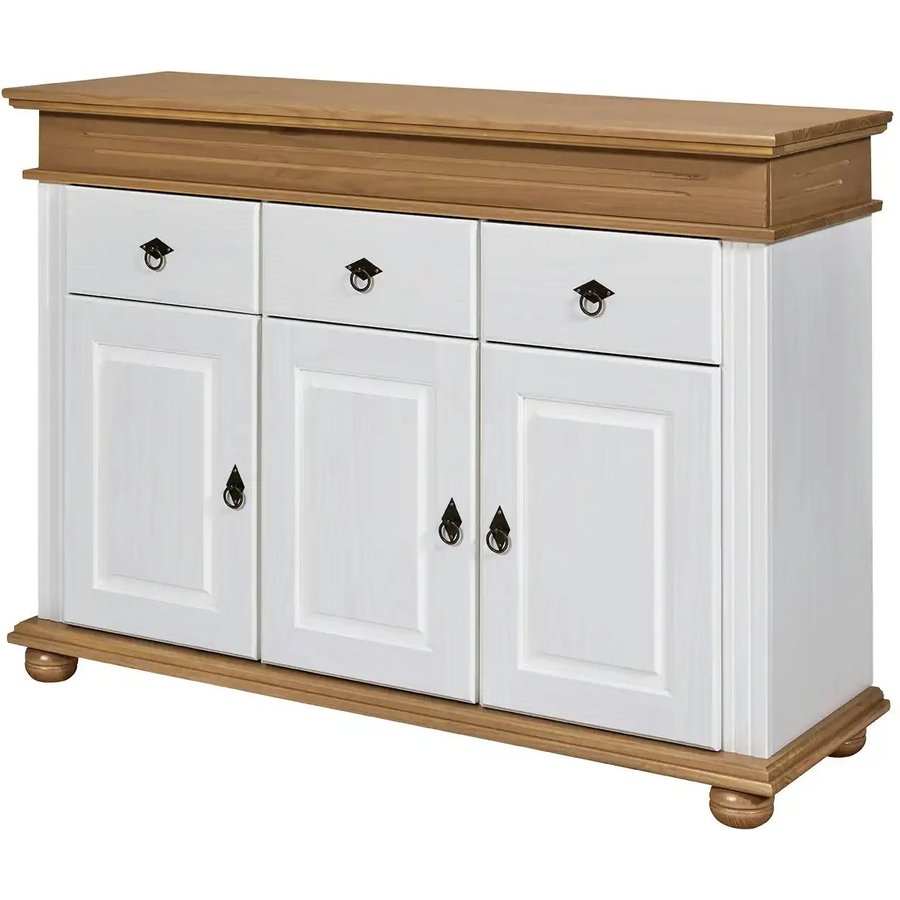 Sideboard aus Massivholz Fehmarn, weiß