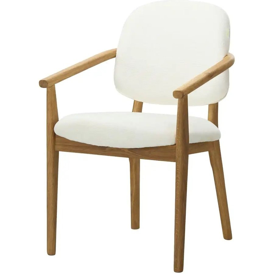 smart Armlehnstuhl aus Wildeiche massiv Stellan, creme