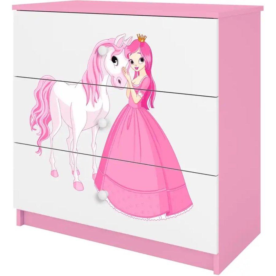 Kommode Prinzessin und Pferd, rosa/pink
