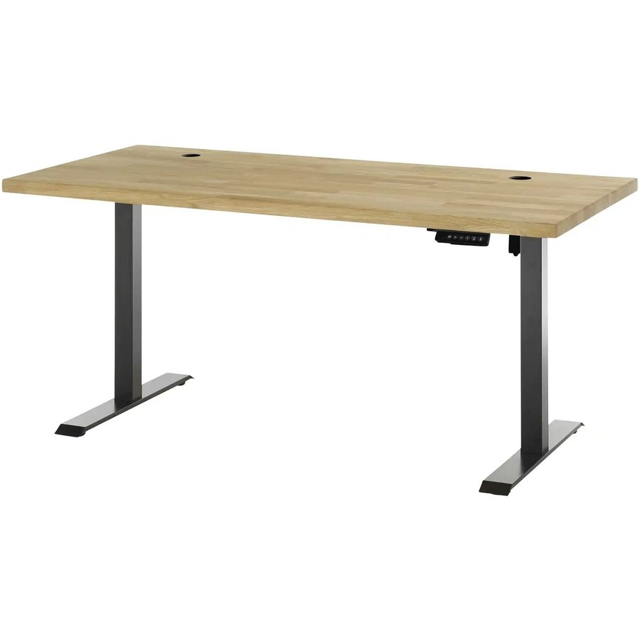 Schreibtisch mit Massivholzplatte Toulouse, holzfarben