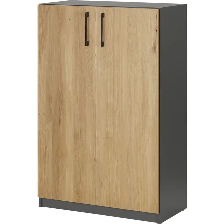 Aktenschrank mit Massivholzfront SOLIDLine, grau