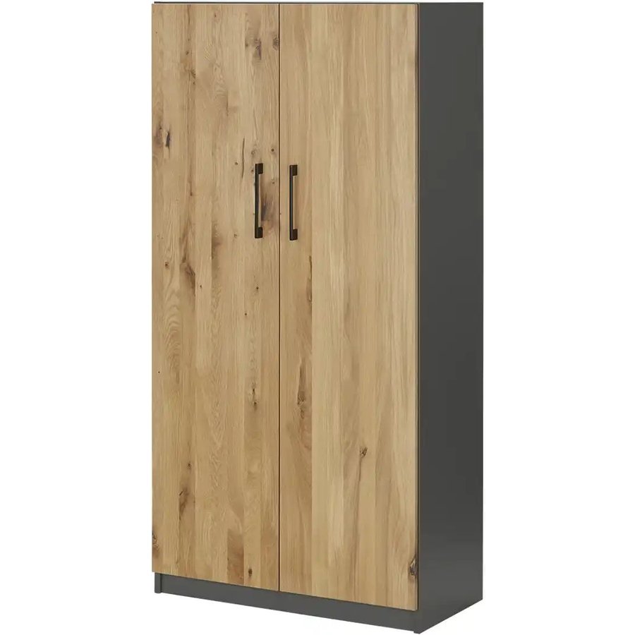 Aktenschrank mit Massivholzfront SOLIDLine, grau