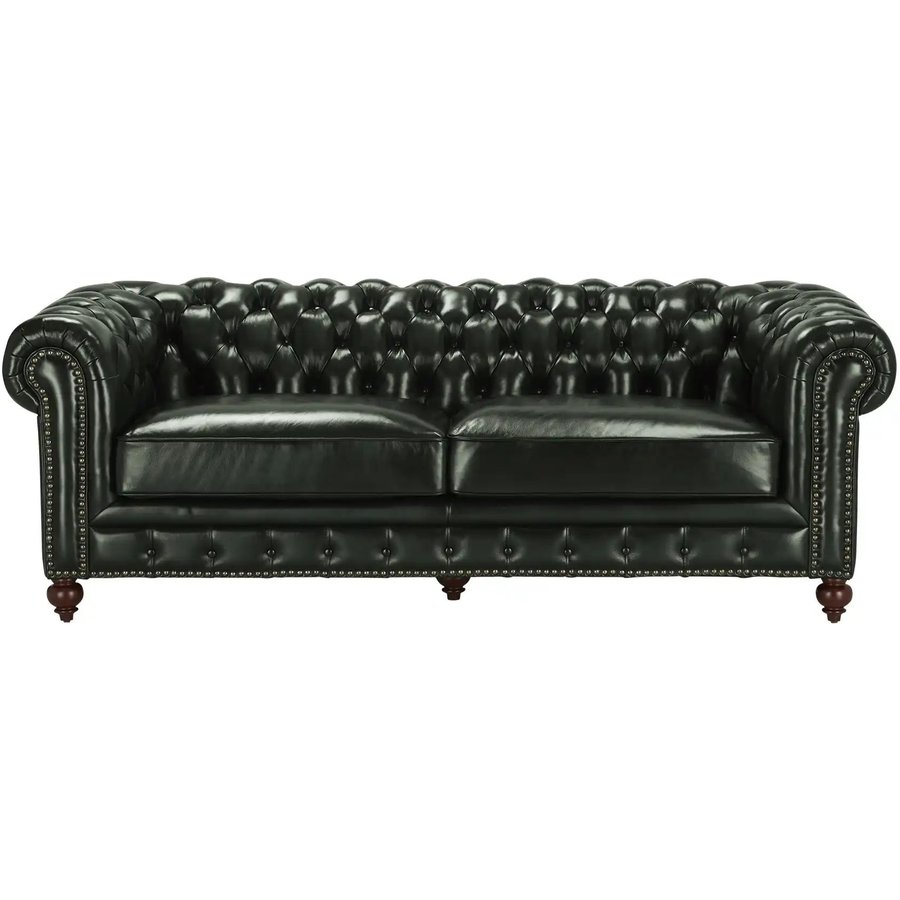 uno Ledersofa Chesterfield, grün