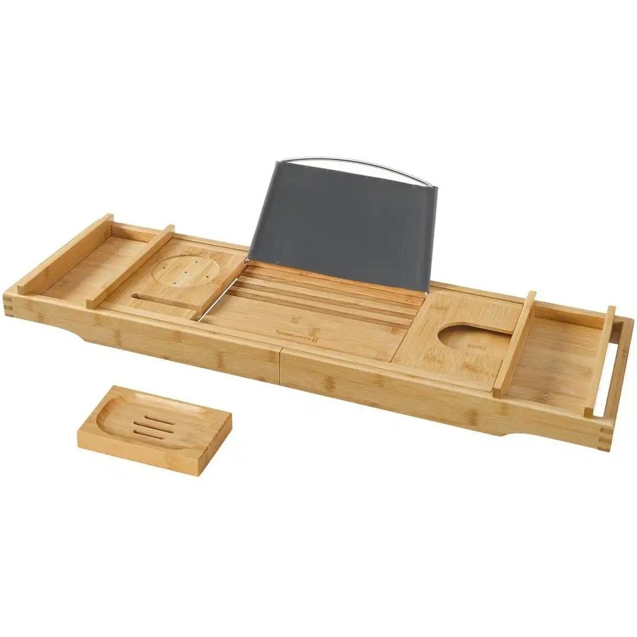 Badewannenregal, holzfarben, Bambus