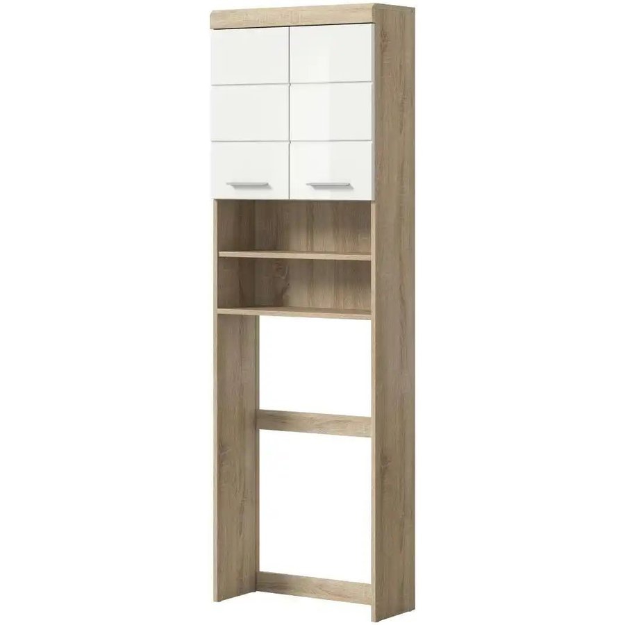 Waschmaschinenumbauschrank SCHLOONSEE Breite 63cm für Waschmaschine & Trockner 2 Türen MDF-Front in verschiedenen Farben Überbauschrank Umbauschrank Badschrank Schloonsee, weiß