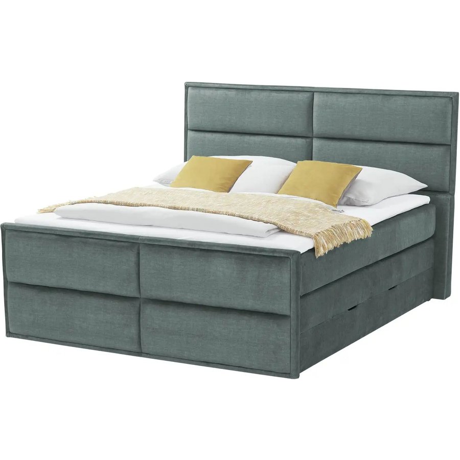 Boxspringbett mit Bettkasten Crocco, blau
