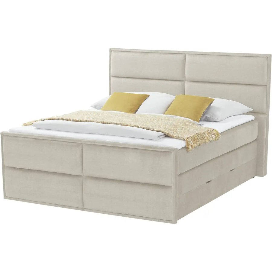 Boxspringbett mit Bettkasten Crocco, beige