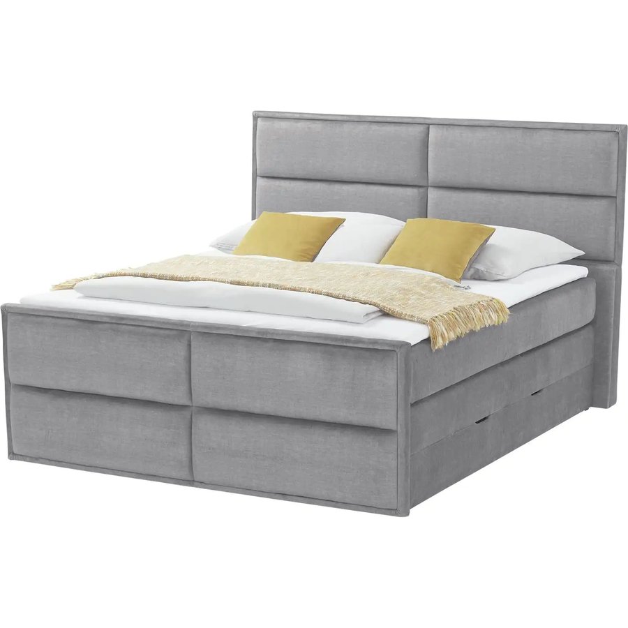 Boxspringbett mit Bettkasten Crocco, grau