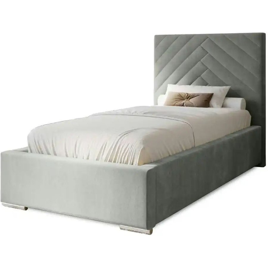 Polsterbett mit Stauraum Aberfeldy, silber