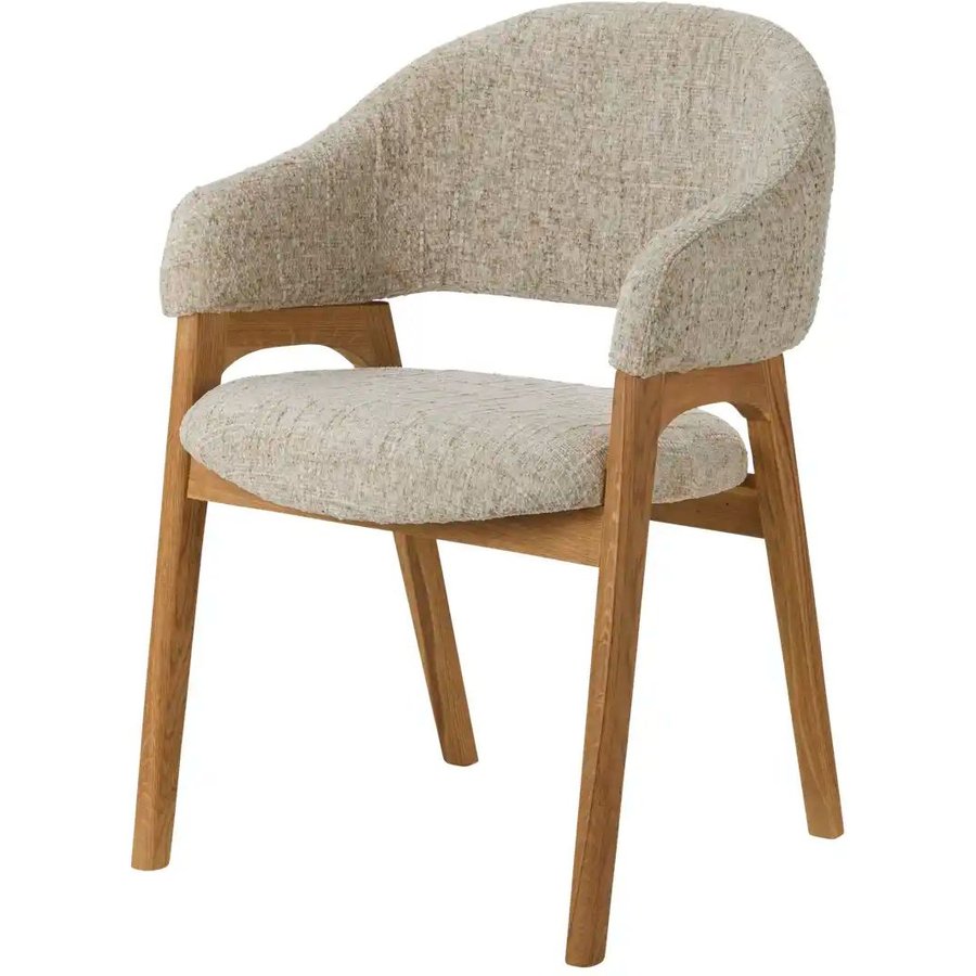 smart Armlehnstuhl mit Eiche Massivholzgestell Erik, beige