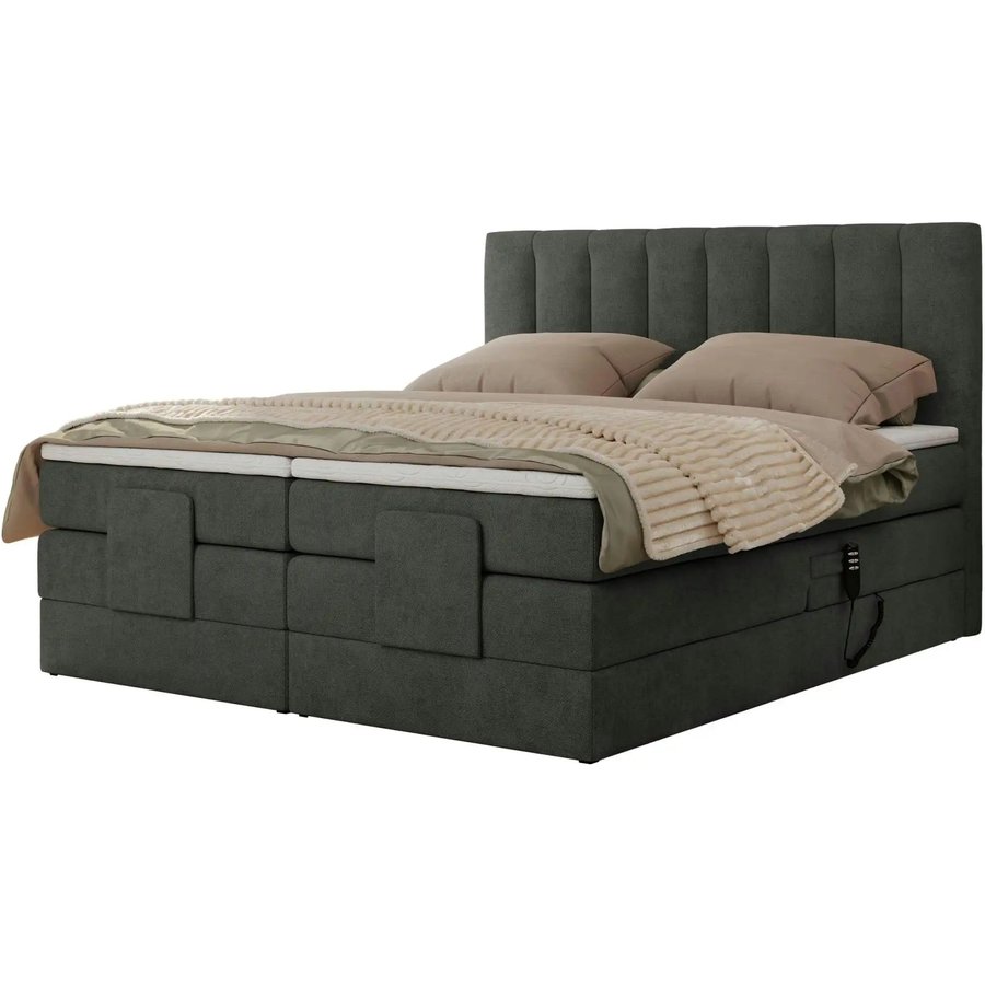 Motor Boxspringbett mit Bettkasten Comforto, grau