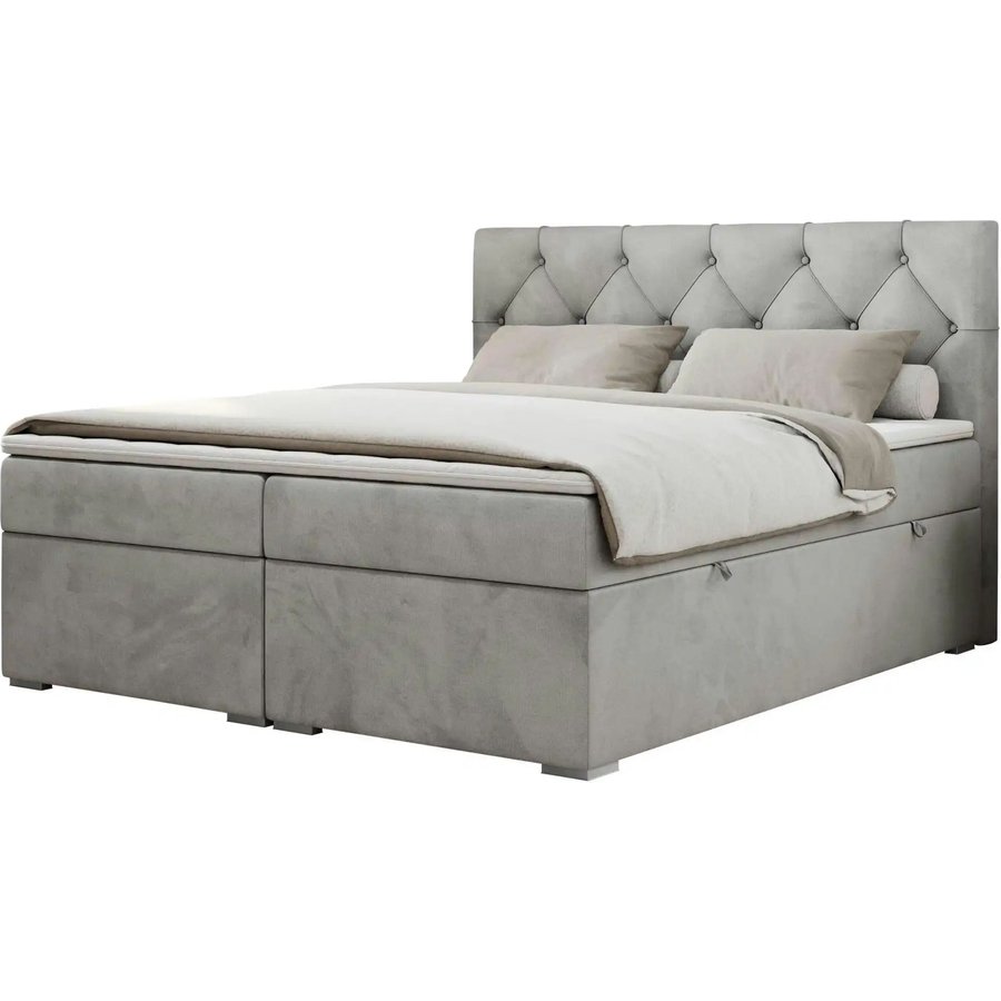Boxbett mit Bettkasten Alda, silber