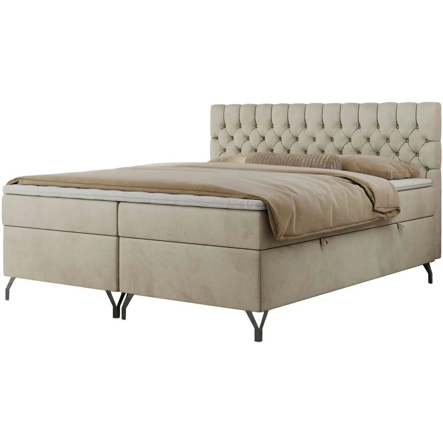 Boxbett mit Bettkasten Grimaldi, beige