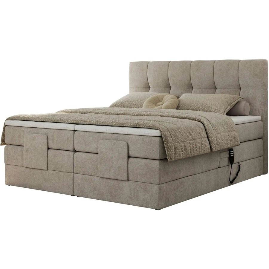 Motor Boxspringbett mit Bettkasten Vittoria, beige
