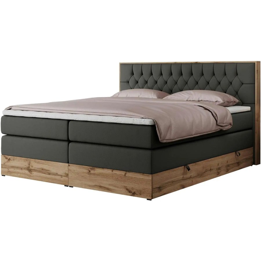 Boxspringbett mit Bettkasten Amore King, grau