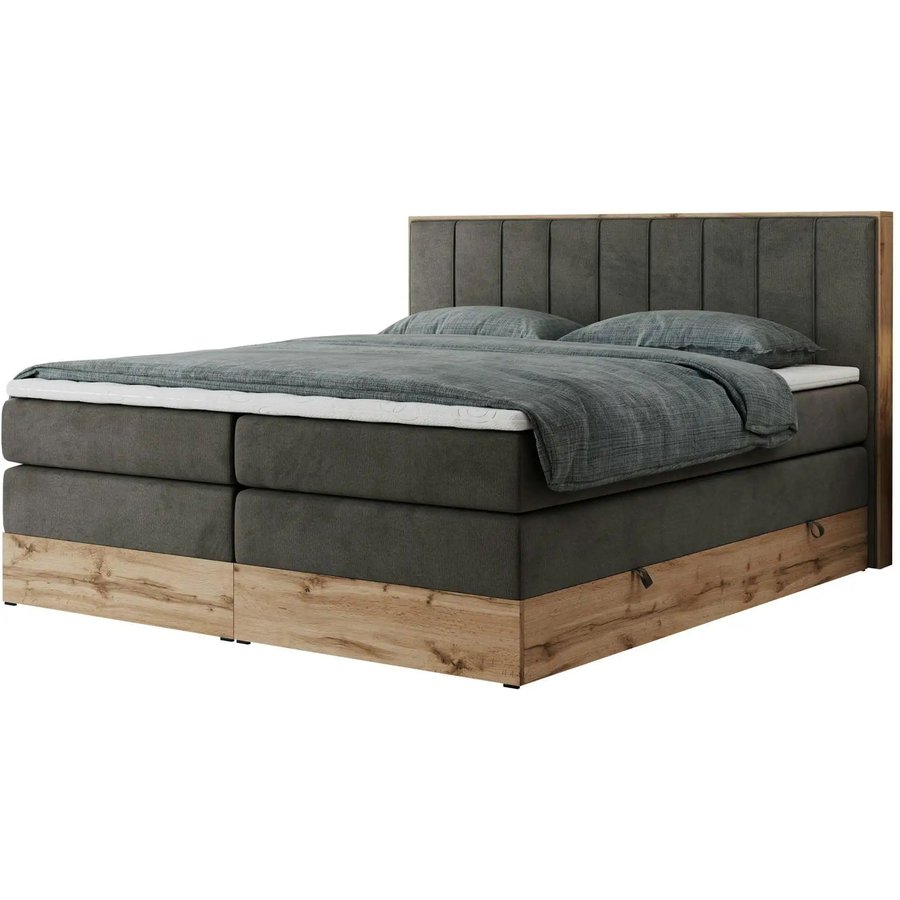 Boxspringbett mit Bettkasten Bellissimo King, grau