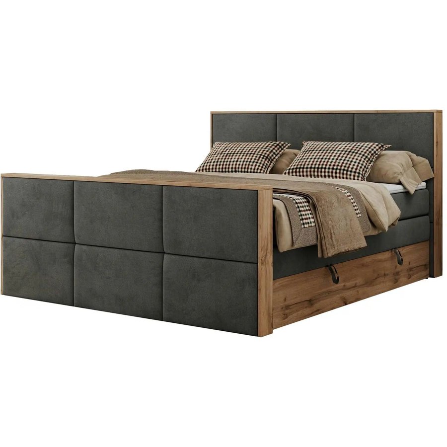 Boxspringbett mit Bettkasten Albero 2 King Duo, grau