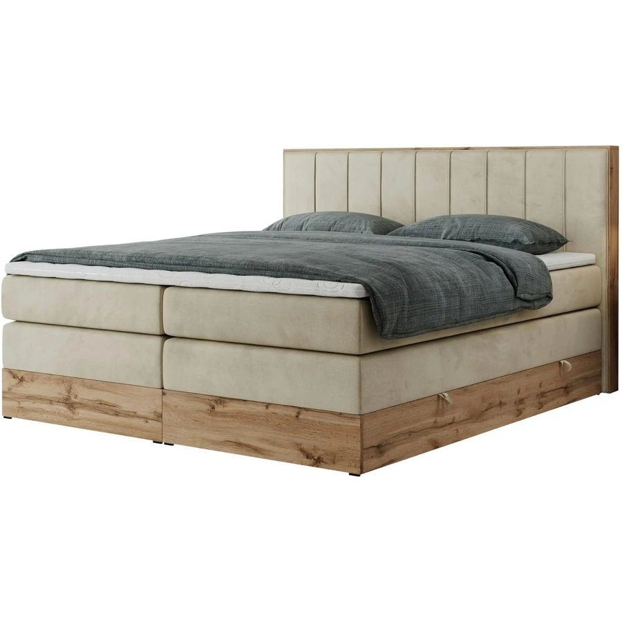 Boxspringbett mit Bettkasten Bellissimo King, beige
