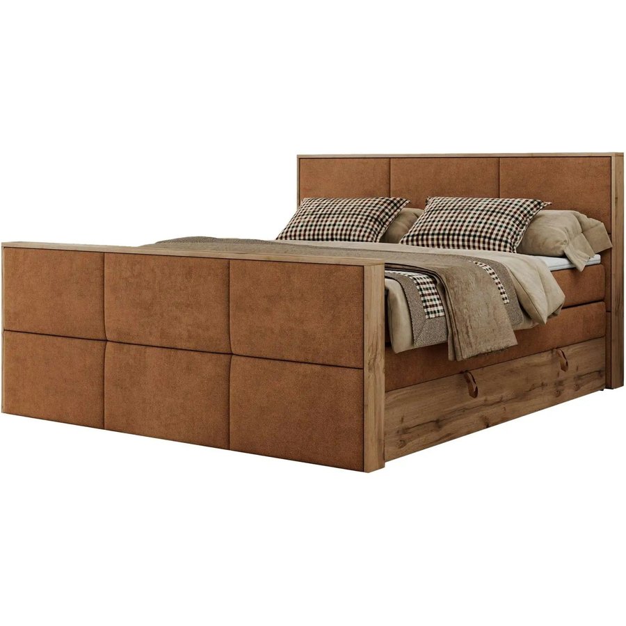 Boxspringbett mit Bettkasten Albero 2 King Duo, orange