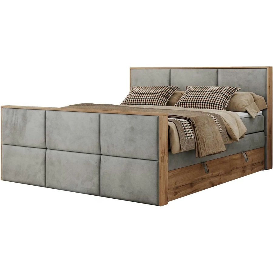 Boxspringbett mit Bettkasten Albero 2 King Duo, grau