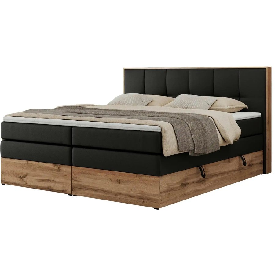 Boxspringbett mit Bettkasten Albero 1 King, schwarz