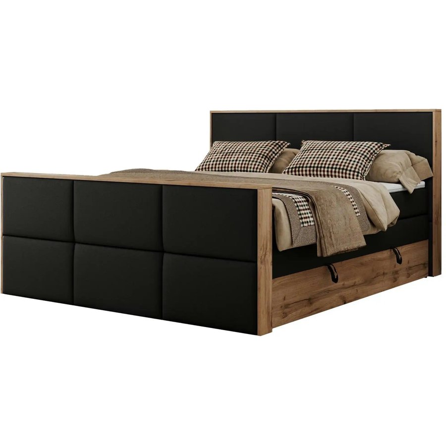 Boxspringbett mit Bettkasten Albero 2 King Duo, schwarz