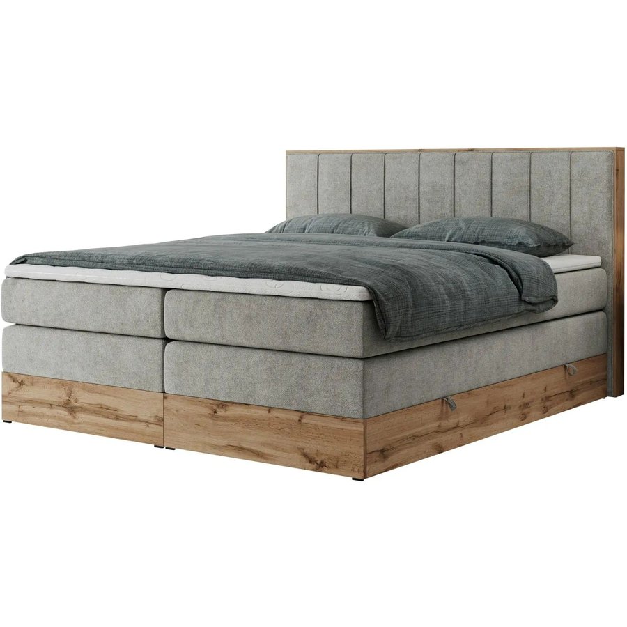 Boxspringbett mit Bettkasten Bellissimo King, grau
