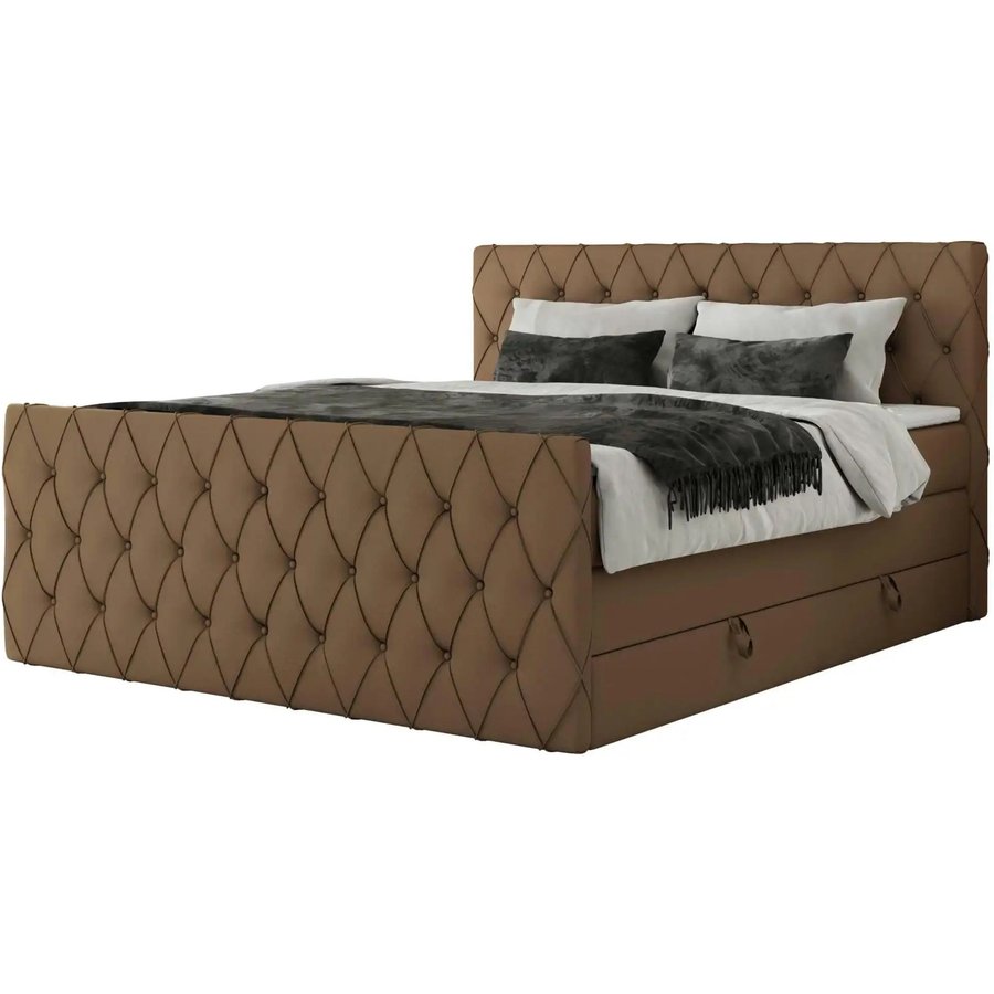 Boxspringbett mit Bettkasten Miren King Duo, braun
