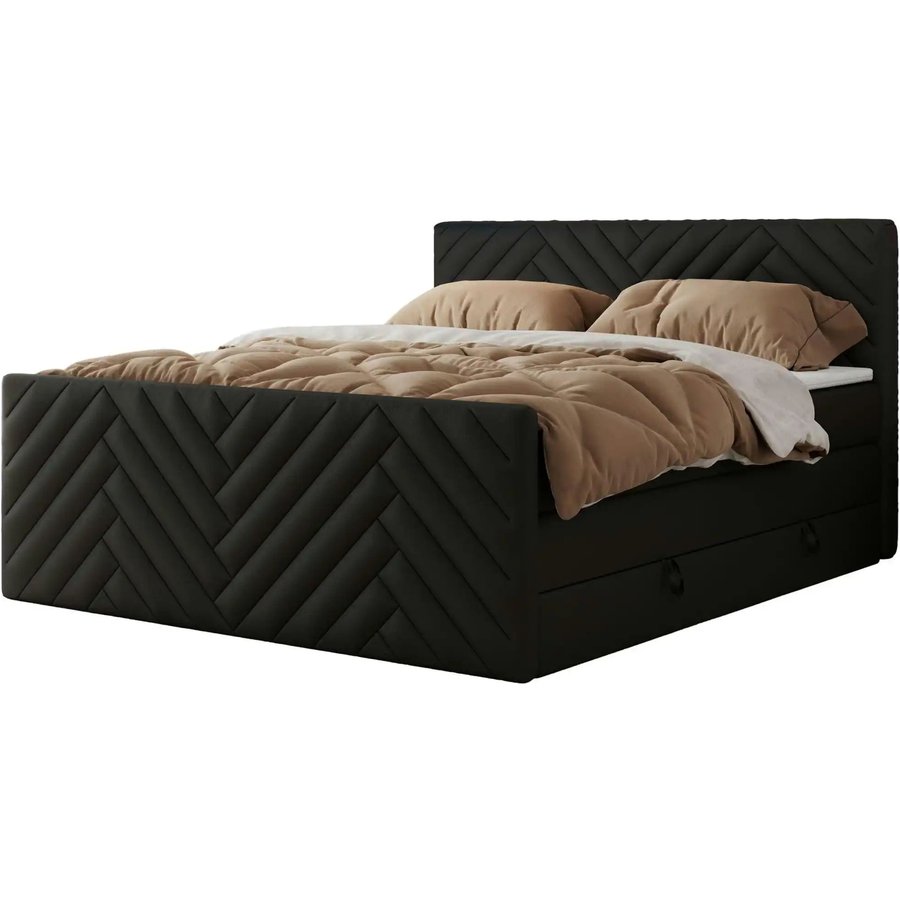 Boxspringbett mit Bettkasten Paris King Duo, schwarz