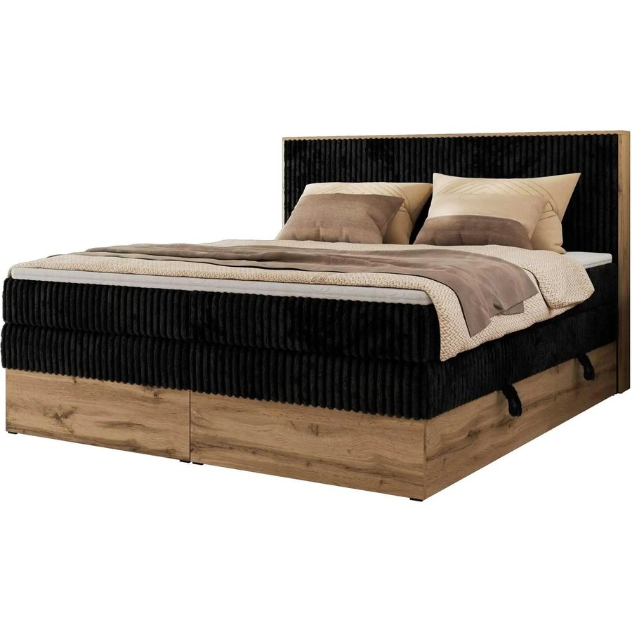 Boxspringbett mit Bettkasten Wood Classic King, schwarz