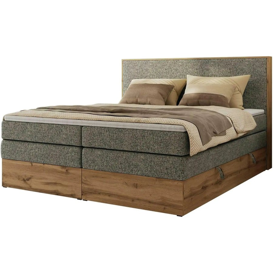 Boxspringbett mit Bettkasten Wood Classic King, grau
