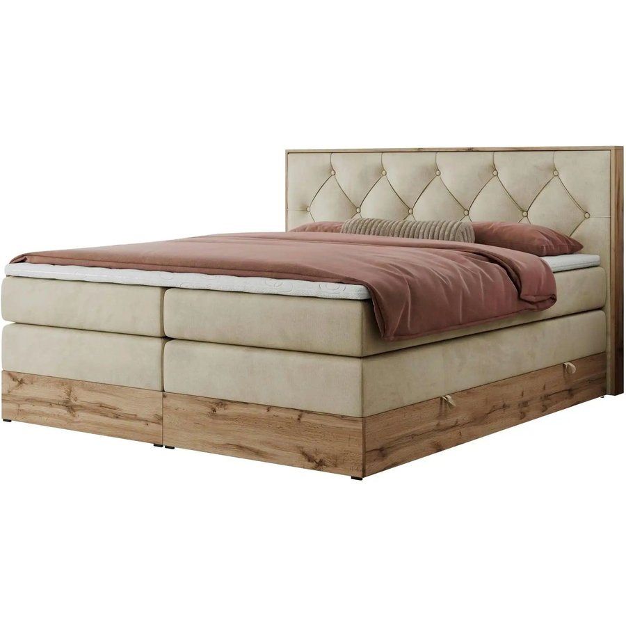 Boxspringbett mit Bettkasten Veneto King, beige
