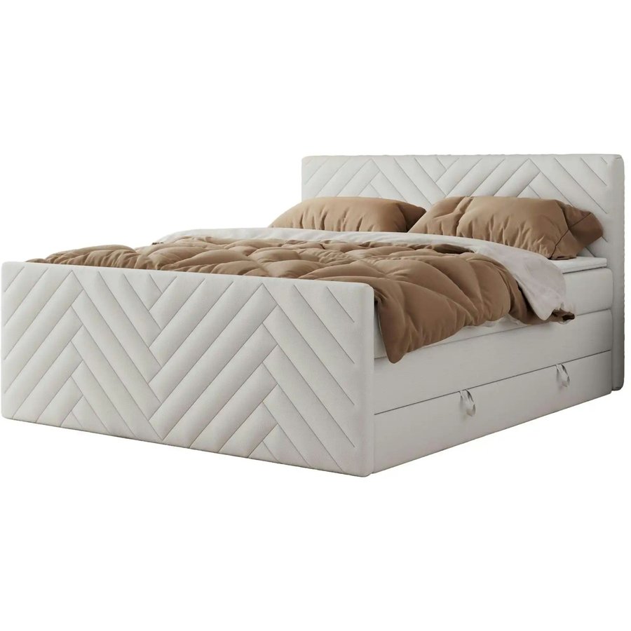 Boxspringbett mit Bettkasten Paris King Duo, weiß