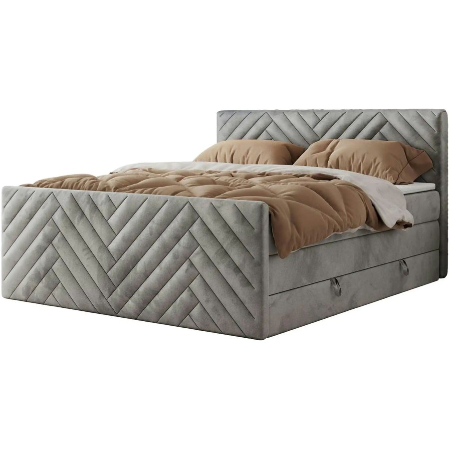 Boxspringbett mit Bettkasten Paris King Duo, grau