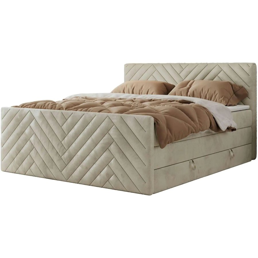 Boxspringbett mit Bettkasten Paris King Duo, beige