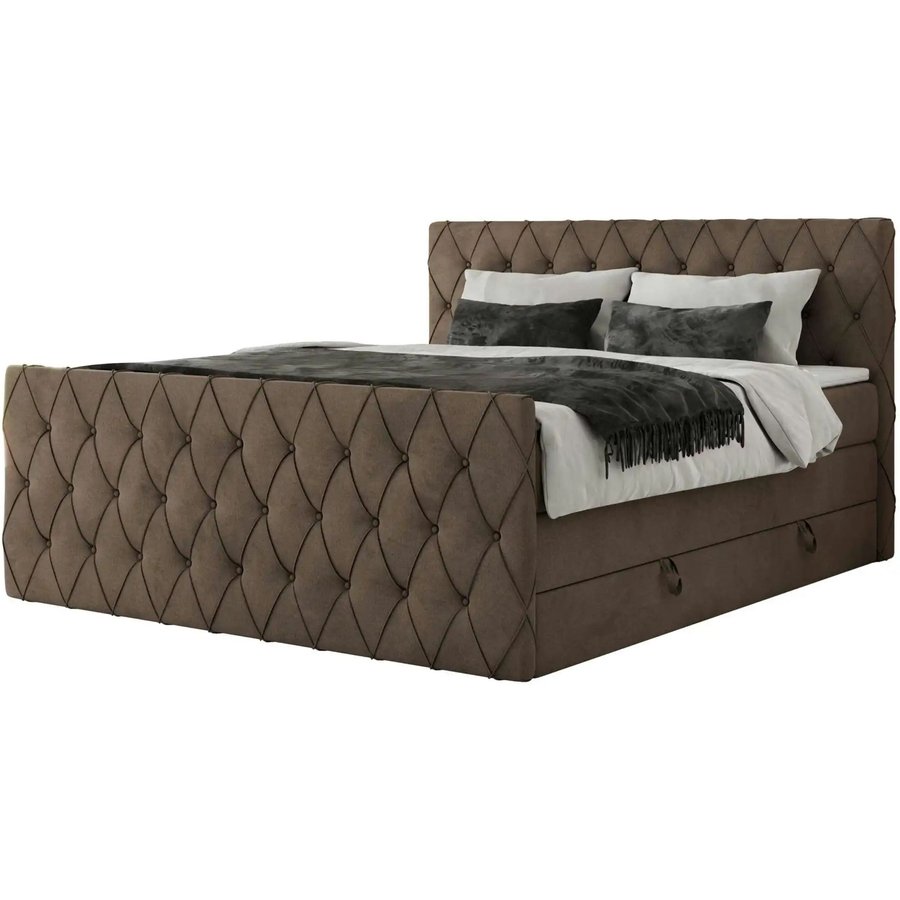 Boxspringbett mit Bettkasten Miren King Duo, braun