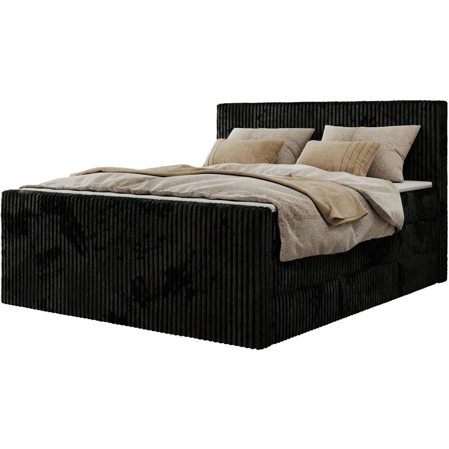 Boxspringbett mit Bettkasten Tiliano King Duo, schwarz