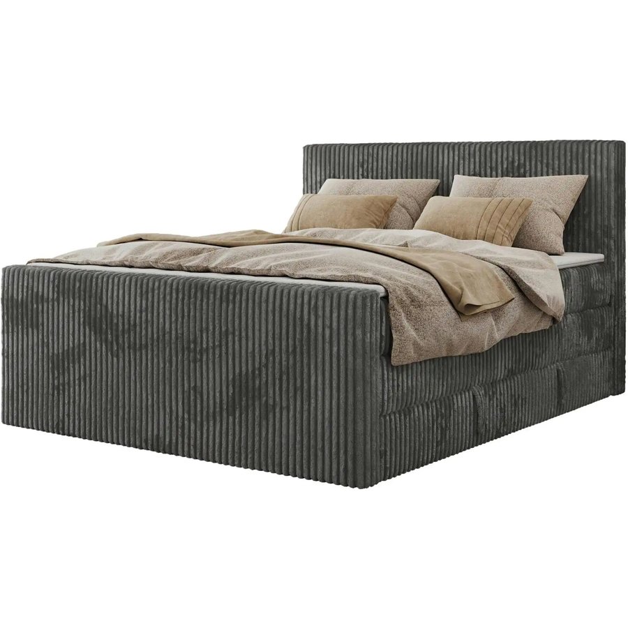 Boxspringbett mit Bettkasten Tiliano King Duo, grau