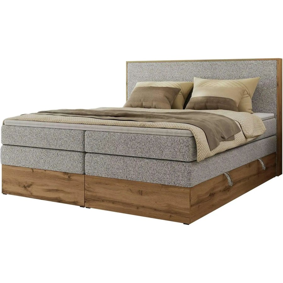 Boxspringbett mit Bettkasten Wood Classic King, grau