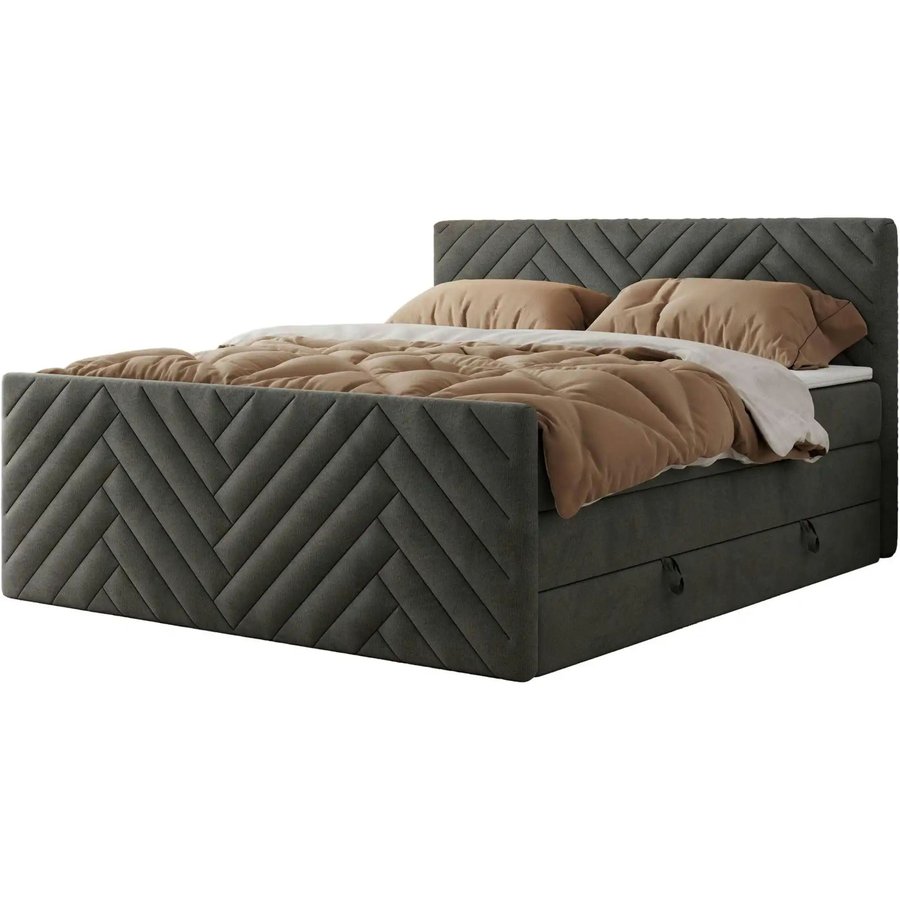 Boxspringbett mit Bettkasten Paris King Duo, grau
